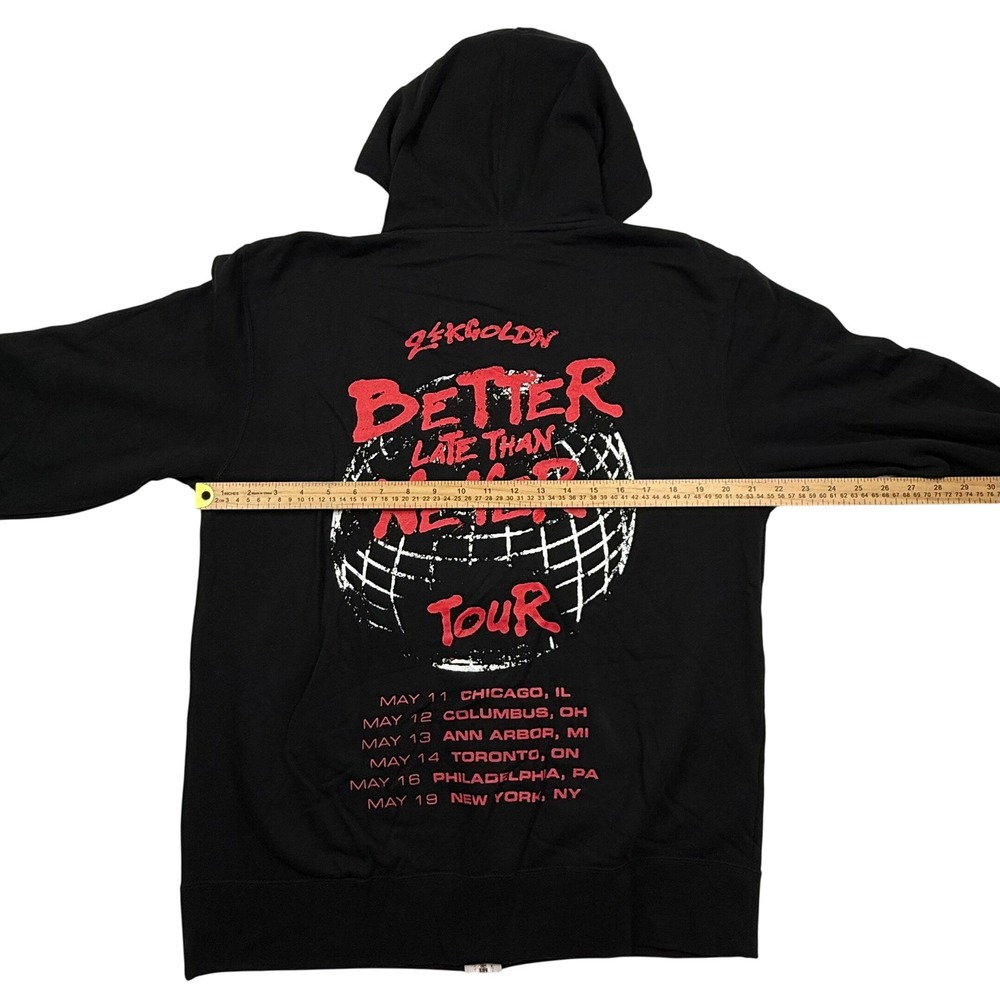 24kGoldn Better Late Than Never Tour Black Zip Up Hoodie Mens Large Independent - Picture 5 of 6